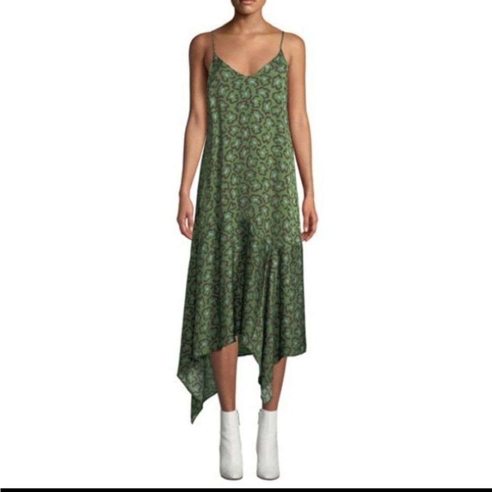 Christian Wijnants Leopard Print Sleeveless A-Line Green Dista Dress Size 38